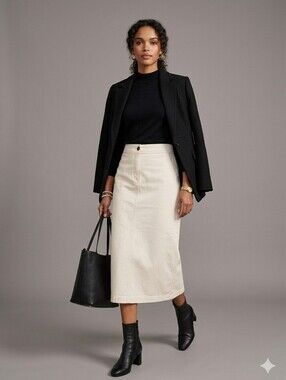 MARCCAIN SPORTS IVORY MIDI SKIRT SIZE N4 / US 8 MINIMALIST EUROPEAN STYLE